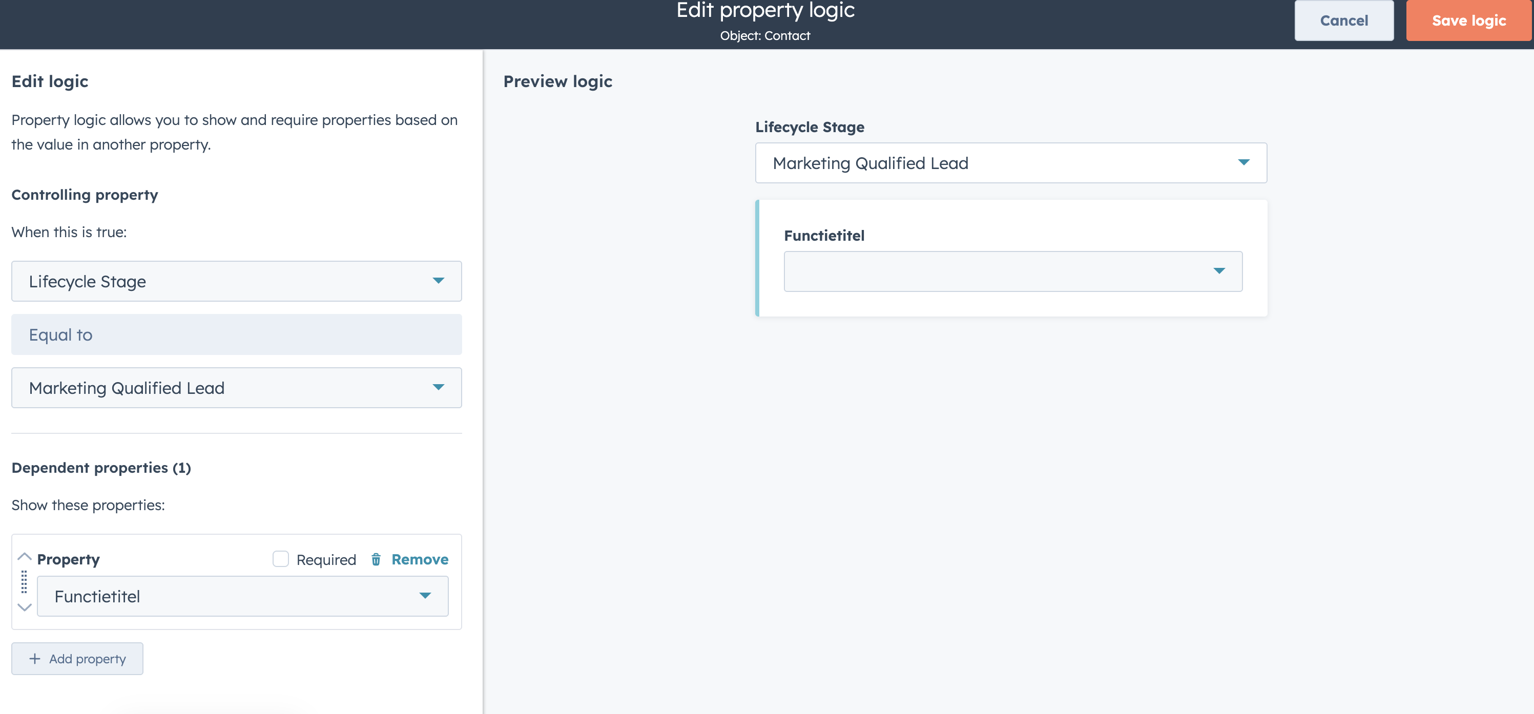 Edit property logica HS